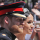 Britain’s Prince Harry, Duke of Sussex and his wife Meghan, Duchess of Sussex in Windsor on May 19, 2018, after their wedding ceremony.